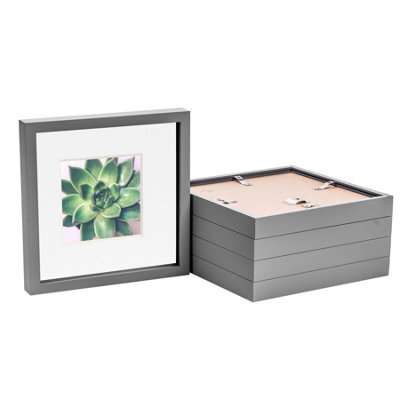"Nicola Spring 10 X 10"" Photo Frames - Grey/white Mount - 3D Picture Frame Box Portrait Display Case (53 X 53Cm) Set Of 5" - image 1