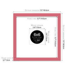 "6X6"" Pink Picture Frame - 6X6"" Square Frame With 3X3"" Mount For 6X6""/3X3"" Pictures Vintage Style Photo Display, 1 Pack" - thumbnail 2