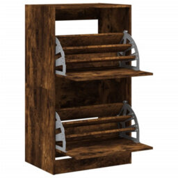 Berkfield Shoe Cabinet With 2 Flip-Drawers Smoked Oak 60X42X108 Cm - thumbnail 5
