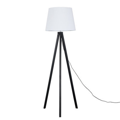 Valuelights Barbro Black Tripod Floor Lamp With White Tapered Shade - image 1
