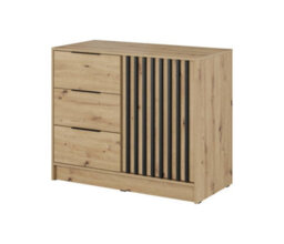 Arte Nelly Contemporary Oak Effect Sideboard 3 Drawers 1 Door 1 Shelf Lamela Decor (H)860mm (W)1050mm (D)450mm - thumbnail 2