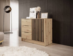 Arte Nelly Contemporary Oak Effect Sideboard 3 Drawers 1 Door 1 Shelf Lamela Decor (H)860mm (W)1050mm (D)450mm - thumbnail 1