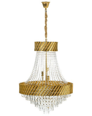 Wyld And Coco Lumina 70Cm Gold-Plated Iron Chandelier With Handcrafted Crystal Accents - Glamour Dining Room Centrepiece - image 1