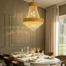Wyld And Coco Lumina 70Cm Gold-Plated Iron Chandelier With Handcrafted Crystal Accents - Glamour Dining Room Centrepiece - thumbnail 2