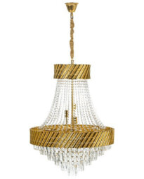 Wyld And Coco Lumina 70Cm Gold-Plated Iron Chandelier With Handcrafted Crystal Accents - Glamour Dining Room Centrepiece - thumbnail 1