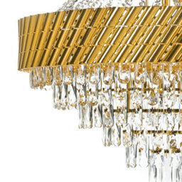 Wyld And Coco Lumina 70Cm Gold-Plated Iron Chandelier With Handcrafted Crystal Accents - Glamour Dining Room Centrepiece - thumbnail 5