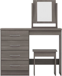 Seconique Nevada 4 Drawer Dressing Table Set Black Wood Effect Stool And Mirror - thumbnail 8