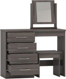 Seconique Nevada 4 Drawer Dressing Table Set Black Wood Effect Stool And Mirror - thumbnail 2