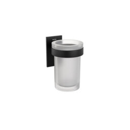 Cosmic  Wall-Mounted Toothbrush Holder, Self-Adhesive, Black, Glass And Metal, Stick Collection