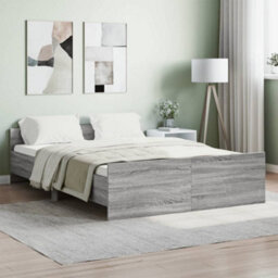 Berkfield Bed Frame With Headboard And Footboard Grey Sonoma 135X190 Cm - thumbnail 1