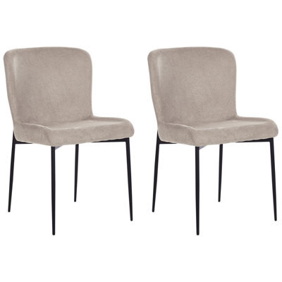 Beliani Set Of 2 Dining Chairs Ada Fabric Taupe - image 1