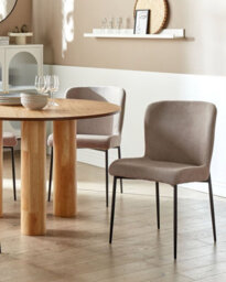 Beliani Set Of 2 Dining Chairs Ada Fabric Taupe - thumbnail 2