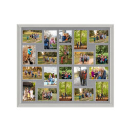AK Frames 80X70Cm Light Grey Classic Multi Photo Frame With Mid Grey Mount - Holds 20 Apertures (18X) 6X4, (2X) 4X4 Photos