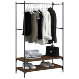 Walplus Clothes Rack With Shelves Brown Oak Engineered Wood - thumbnail 3