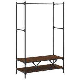 Walplus Clothes Rack With Shelves Brown Oak Engineered Wood - thumbnail 6