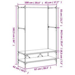 Walplus Clothes Rack With Shelves Brown Oak Engineered Wood - thumbnail 9