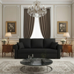Olimpia Living Room Sofa Bed With Sleeping Function Bonell Springs Foam Hydrophobic Fabric 234X92X90 Cm Black - thumbnail 2