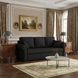 Olimpia Living Room Sofa Bed With Sleeping Function Bonell Springs Foam Hydrophobic Fabric 234X92X90 Cm Black - thumbnail 1