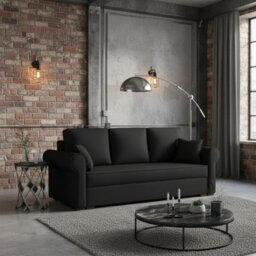 Olimpia Living Room Sofa Bed With Sleeping Function Bonell Springs Foam Hydrophobic Fabric 234X92X90 Cm Black - thumbnail 3