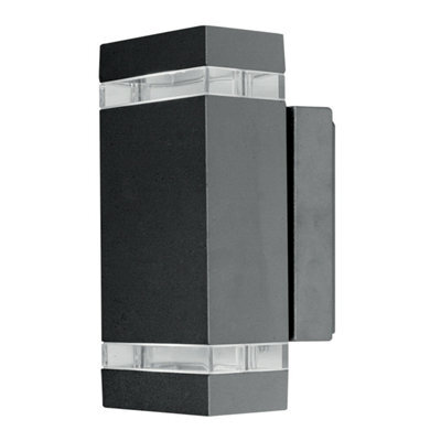 Stylish Outdoor Ip44 Twin Wall Light Sconce In Dark Grey With Led Bulbs - image 1