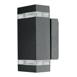 Stylish Outdoor Ip44 Twin Wall Light Sconce In Dark Grey With Led Bulbs