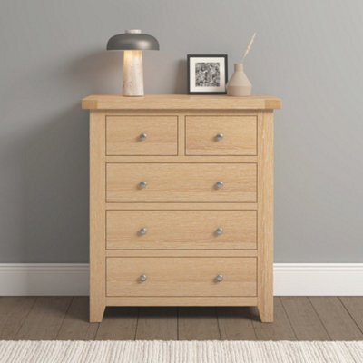 Seconique Windsor 3+2 Drawer Chest Natural Oak Fully Assembled - image 1
