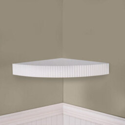 OHS Ribbed Corner Shelf Wall Mounted Storage Space Saving Modern, Cream - thumbnail 2