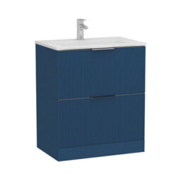 Royal Bathrooms Evora 700mm Midnight Blue Fluted Floor Standing Bathroom Vanity Unit 2 Drawer Cabinet Storage With Stone Basin Sink - 1 Tap Hole - thumbnail 8