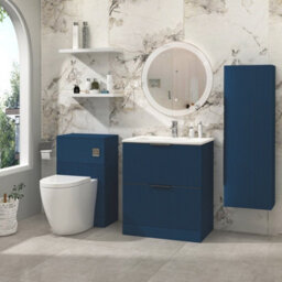 Royal Bathrooms Evora 700mm Midnight Blue Fluted Floor Standing Bathroom Vanity Unit 2 Drawer Cabinet Storage With Stone Basin Sink - 1 Tap Hole - thumbnail 2