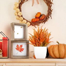 CLEFFNS 4 Pack Mini Fall Artificial Potted Plants, Fake Autumn Flowers With White Plastic Pots, Small Faux Floral Arrangement Desk Decor - thumbnail 4