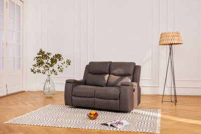 Home Detail Collins Sofa Suite 2 Seater Manual Recliner Grey Pu Faux Leather - image 1
