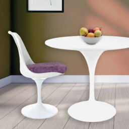 Fusion Living Tulip Set - White Medium Circular Table And Four Chairs With Luxurious Cushion Purple - thumbnail 2