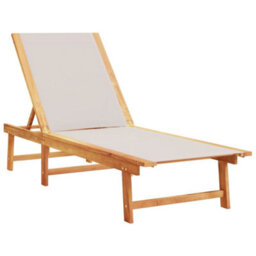 Berkfield Sun Loungers 2 Pcs With Table Grey Solid Wood Acacia And Textilene - thumbnail 3
