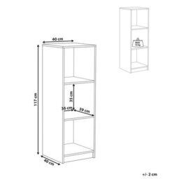 Wyld And Coco 3-Tier Narrow Bookcase 40 X 40Cm Light Brown Matte Finish - thumbnail 4