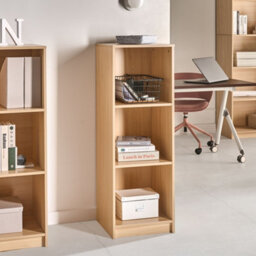 Wyld And Coco 3-Tier Narrow Bookcase 40 X 40Cm Light Brown Matte Finish - thumbnail 2