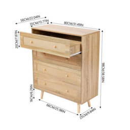 Chest Of Drawers 4 Drawer Storage Cabinet Bedroom Sideboard Wooden Cabinet - thumbnail 2
