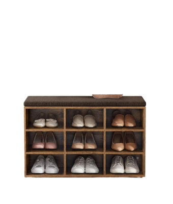 Modcraft Storage Shoe Bench With Padded Seat And Cushion, 9 Compartments With Adjustable Shelves - image 1
