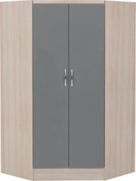 Seconique Nevada 2 Door Corner Wardrobe In Grey Gloss And Oak Effect Finish - thumbnail 2