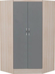 Seconique Nevada 2 Door Corner Wardrobe In Grey Gloss And Oak Effect Finish - thumbnail 1