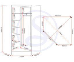Seconique Nevada 2 Door Corner Wardrobe In Grey Gloss And Oak Effect Finish - thumbnail 8