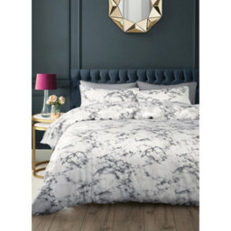 Velosso Grey Marble Duvet Cover And Pillowcase Set King