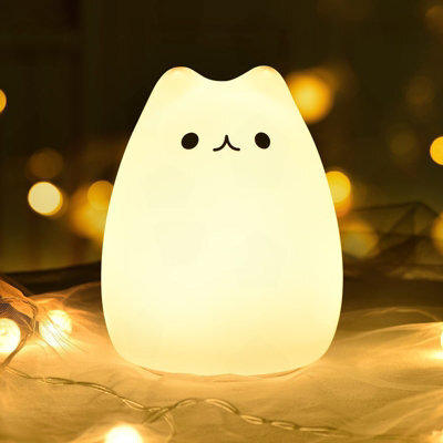 Amorly Cat Silicone Night Light, Cute Kitty Touch Night Lamp, Kids Bedroom Colour-Changing Nightlight, Christmas Gift For Toddlers - image 1
