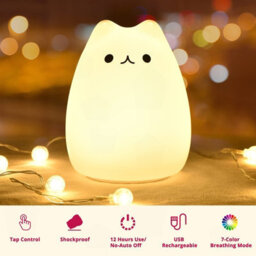 Amorly Cat Silicone Night Light, Cute Kitty Touch Night Lamp, Kids Bedroom Colour-Changing Nightlight, Christmas Gift For Toddlers - thumbnail 4