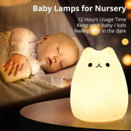 Amorly Cat Silicone Night Light, Cute Kitty Touch Night Lamp, Kids Bedroom Colour-Changing Nightlight, Christmas Gift For Toddlers - thumbnail 5
