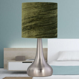 First Choice Lighting Romana - Brushed Chrome Touch Table Lamp With Green Velvet Shade - thumbnail 4