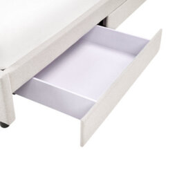 Beliani Bed With Storage Drawers Without Headboard Fabric Prades 160 X 200 Cm (Eu King Size) Light Beige - thumbnail 8