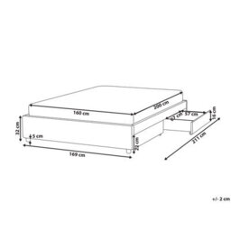 Beliani Bed With Storage Drawers Without Headboard Fabric Prades 160 X 200 Cm (Eu King Size) Light Beige - thumbnail 3