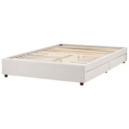Beliani Bed With Storage Drawers Without Headboard Fabric Prades 160 X 200 Cm (Eu King Size) Light Beige - thumbnail 6