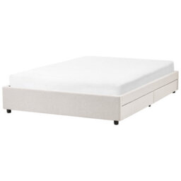 Beliani Bed With Storage Drawers Without Headboard Fabric Prades 160 X 200 Cm (Eu King Size) Light Beige - thumbnail 4
