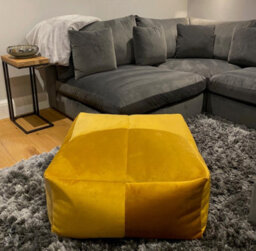 Beautiful Beanbags Luxury Plush Velvet Beanbag Mega Cube Xl Pouffe Bean Bags - Mustard - thumbnail 3